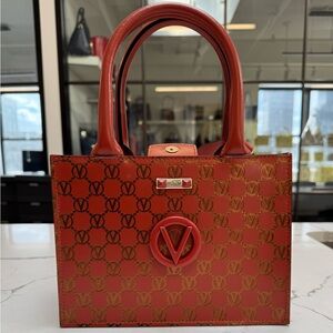MARIO VALENTINO Marie Monogram Stripes Leather Tote